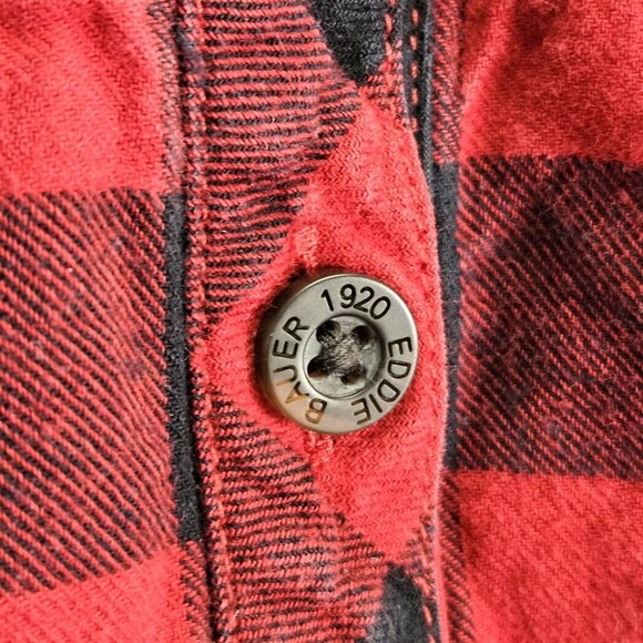 Eddie Bauer Henley Shirt Women's XXL Red Black Buffalo Plaid Long Sleeve Outdoor - Picture 9 of 10